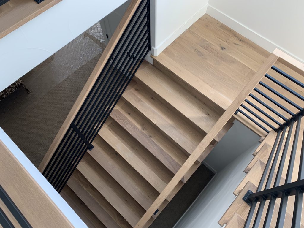 Railing and staircase hardwood flooring denver