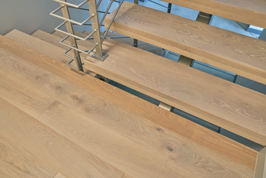 engineered wide plank hardwood staircase