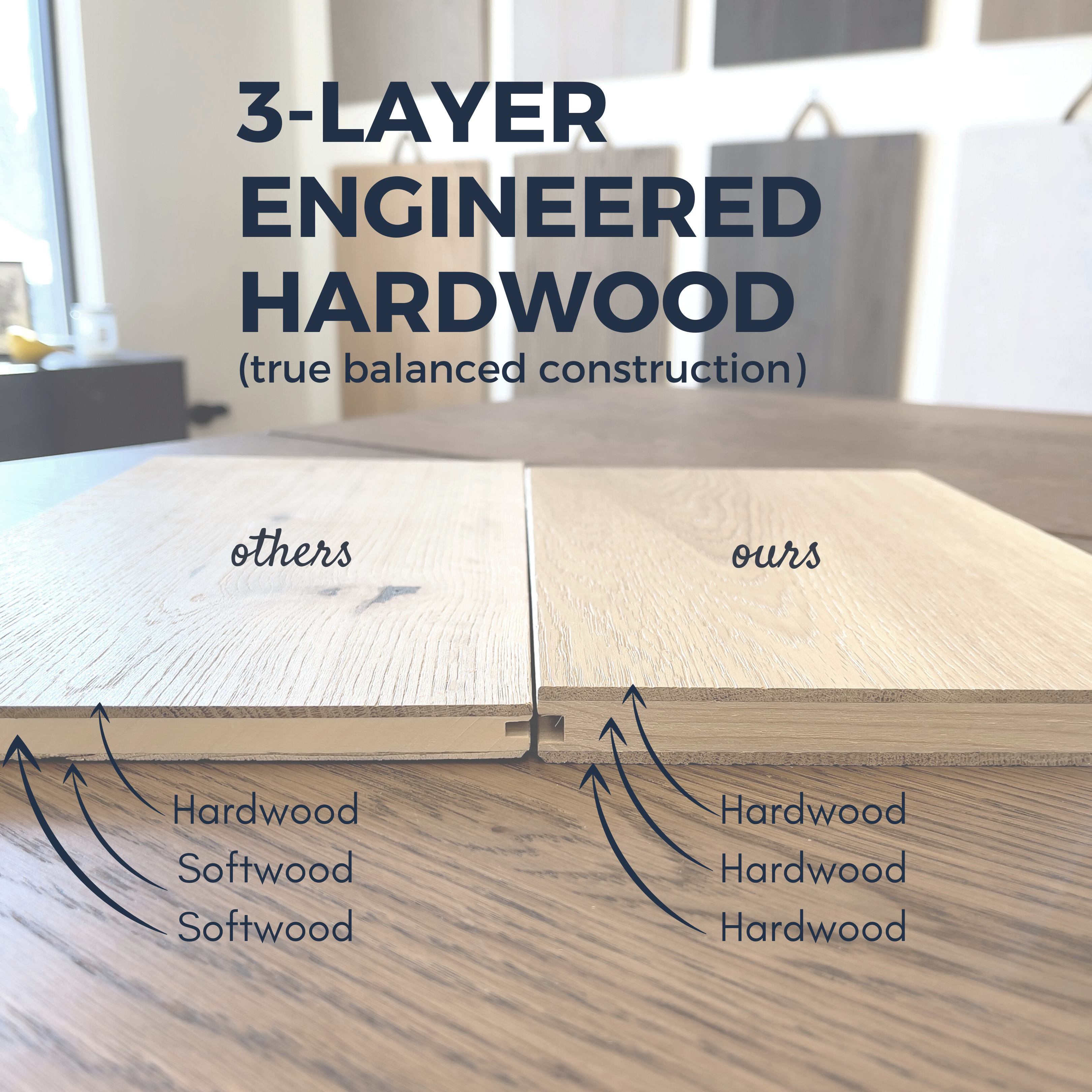 3 Layered engineered hardwood